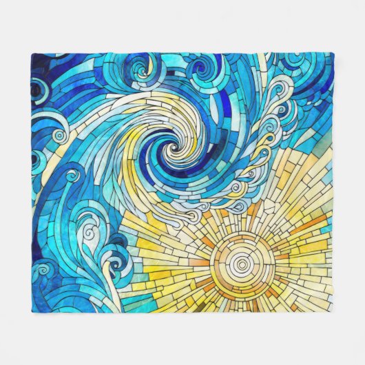 Couverture Polaire Ocean Wave Sun mosaïque art (Devant (Horizontal))