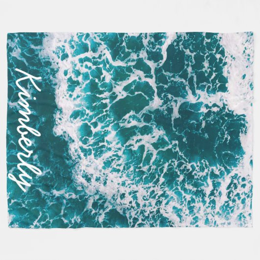 Couverture Polaire Ocean Waves Beach Tropical Name Gift For Her (Devant (Horizontal))