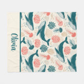 Couverture Polaire Ocean Wonders Whale Jellyfish Coral (Devant (Horizontal))