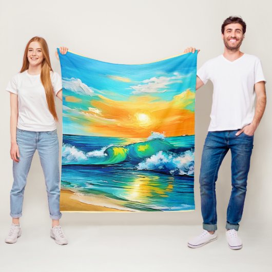 Couverture Polaire Ocean's Kiss : Sunset Waves (En situation)