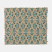 Couverture Polaire Ochre Brown Taupe Turquoise Blue Tribal Art Motif (Devant (Horizontal))