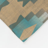 Couverture Polaire Ochre Brown Taupe Turquoise Blue Tribal Art Motif (Coin)