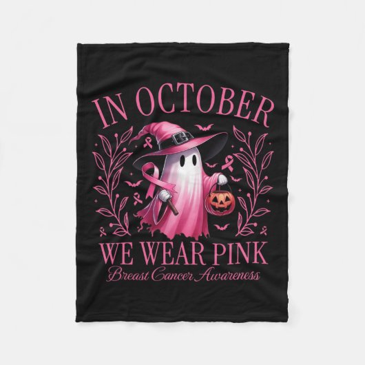 Couverture Polaire Octobre Nous Portons Pink Ghost Witch Cancer du Se (Devant)