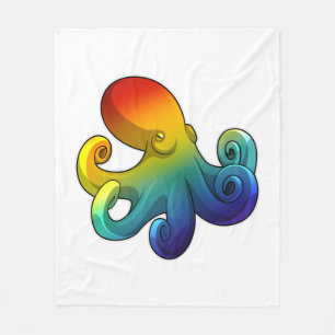Couverture Polaire Octopus avec arc-en-ciel