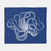 Couverture Polaire Octopus Blanc vintage Sur Bleu Marine (Devant (Horizontal))