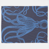 Couverture Polaire Octopus bleu antique sur bleu (Devant (Horizontal))