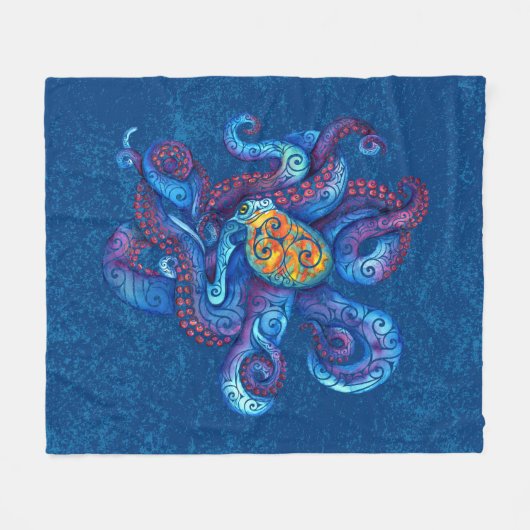 Couverture Polaire Octopus tourbillonnant (Devant (Horizontal))