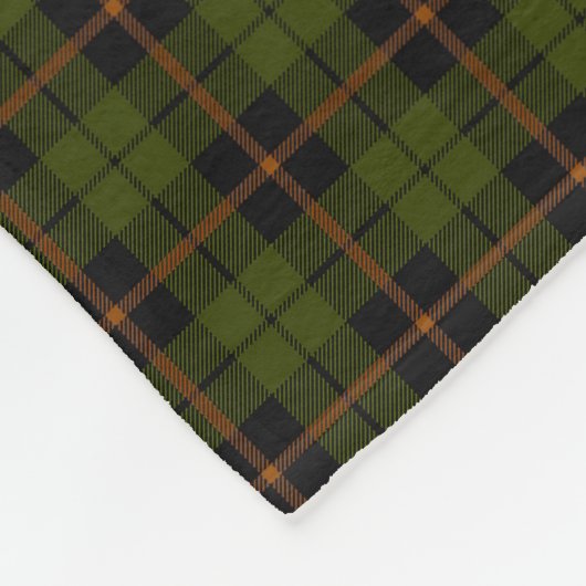 Couverture Polaire Odee armée vert plaid noir orange rayé (Coin)