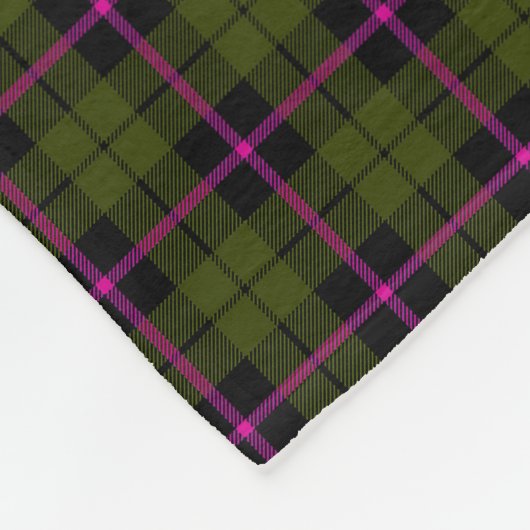 Couverture Polaire Odee armée verte plaid noir rose strié (Coin)