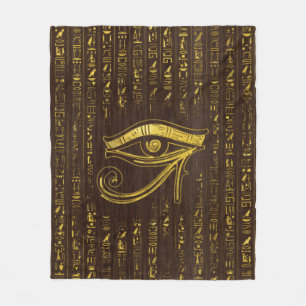 Couverture Polaire Oeil égyptien d'or de Horus et de hiéroglyphes