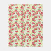 Couverture Polaire Oeillets rouges sur le vert avec des papillons (Devant)