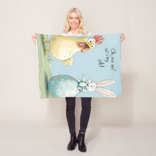 Couverture Polaire OEuf de poulet lapin en caricature Amusant Pâques (En situation)