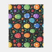 Couverture Polaire Œufs de Pâques et fleurs arc-en-ciel (Devant)