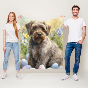 Couverture Polaire Œufs de Pâques Griffon à poil dur Vacances