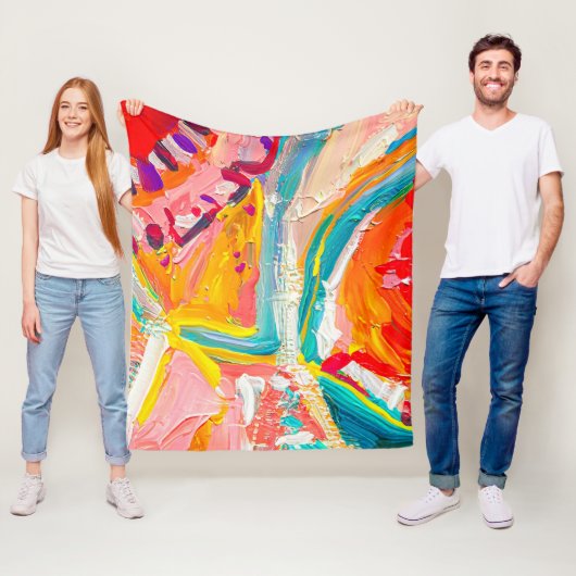 Couverture Polaire Oeuvre Abstraite moderne Boho (En situation)