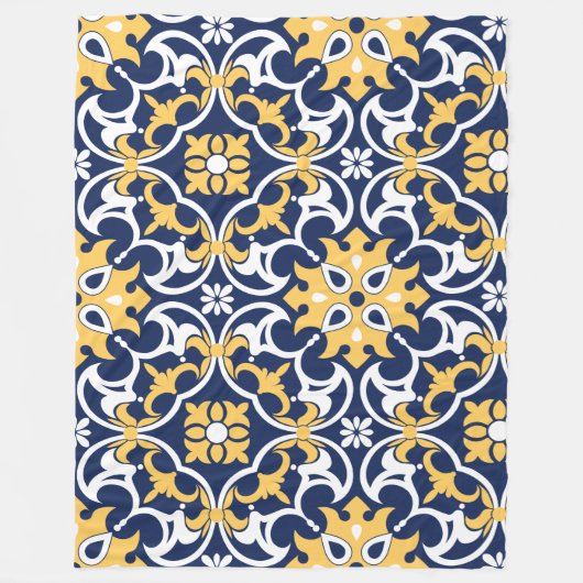 Couverture Polaire OEuvre arabesque marocaine en or bleu complexe (Devant)