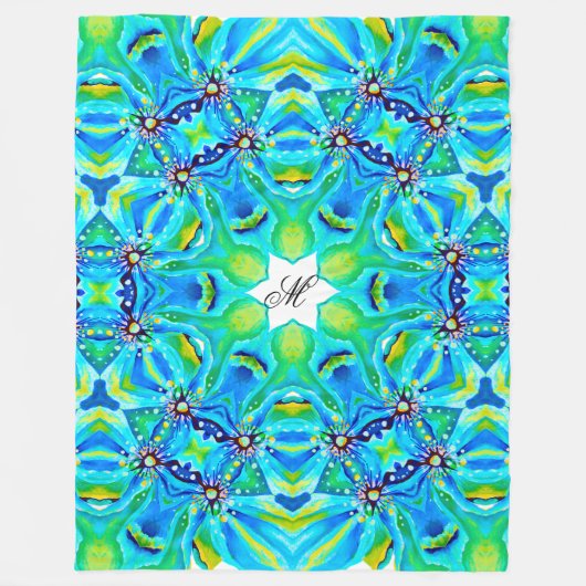 Couverture Polaire Oeuvre artistique chic Mandala en couleurs Aqua (Devant)