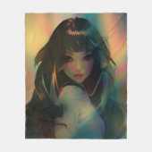 Couverture Polaire Oeuvre d'Anime Girl entourée de Rainbow Light (Devant)