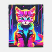 Couverture Polaire Œuvre d'art félin vibrant (Devant)