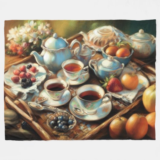 Couverture Polaire Oeuvre de thé de l'après-midi (Devant (Horizontal))