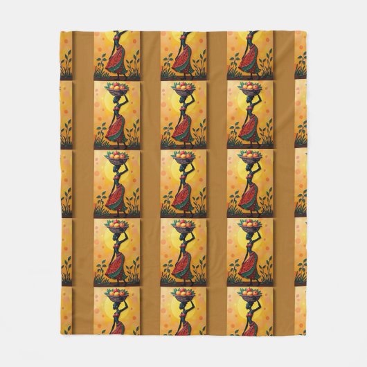 Couverture Polaire Oeuvre de toile africaine pour Jetons couvertures- (Devant)