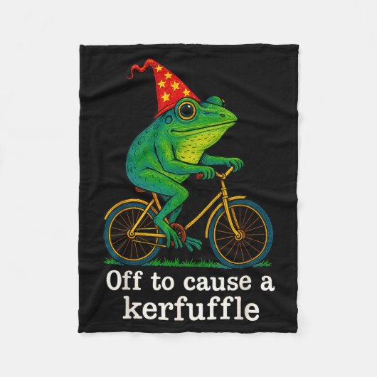Couverture Polaire Off To Cause A Kerfuffle Funny Frog Wizard Bicycle (Devant)