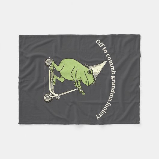 Couverture Polaire Off To Commit Grandma Foolery Funny Frog Meme (Devant (Horizontal))