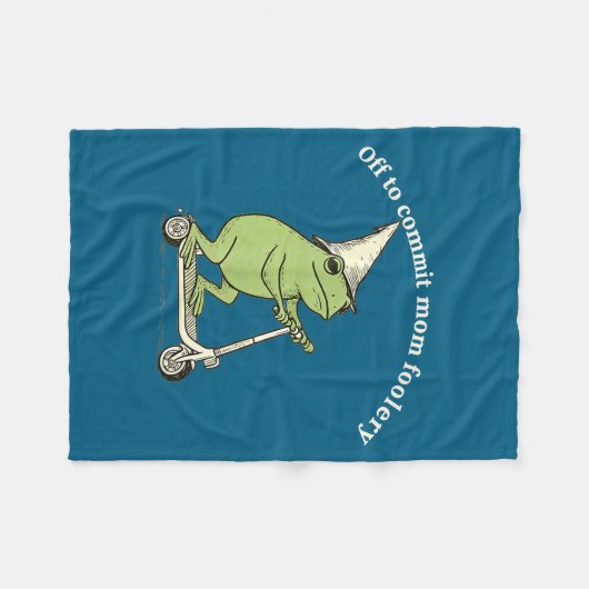 Couverture Polaire Off To Commit Mom Foolery Funny Frog Meme  (Devant (Horizontal))