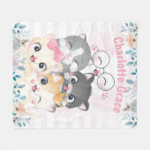Couverture Polaire Oh So Girly mignonne Happy Kitten Friends Nom Flor (Devant (Horizontal))