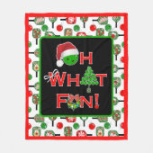 Couverture Polaire Oh What Fun Christmas Pickleball Rouge et blanc (Devant)