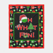Couverture Polaire Oh What Fun Christmas Pickleball Rouge et Noir (Devant)