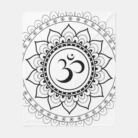Couverture Polaire Ohm Mandala Om Mandala Blanc & Noir (Devant)