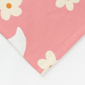 Couverture Polaire Oie blanche et marguerites Merci rose (Coin)