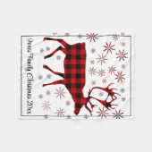 Couverture Polaire Oie de Noël, cerf, wapiti, caribou, plaids rouges  (Devant (Horizontal))