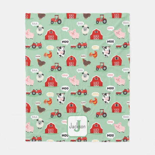 Couverture Polaire Oink Baa Moo Agritourisme Animaux mignons Enfants (Devant)