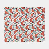 Couverture Polaire Oiseau Cardinal Fleur Violette Bleue Impression su (Devant (Horizontal))
