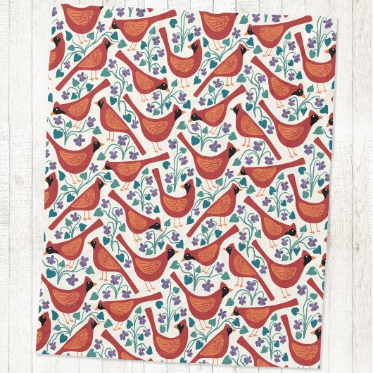 Couverture Polaire Oiseau Cardinal Fleur Violette Bleue Impression su