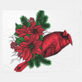 Couverture Polaire Oiseau cardinal, illustration de Noël (Devant (Horizontal))