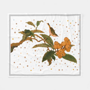 Couverture Polaire Oiseau dans un arbre fruitier Jeter Oreiller Servi