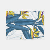 Couverture Polaire Oiseau de fleurs de paradis sur blanc (Devant (Horizontal))