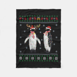 Couverture Polaire Oiseau de Noël laid Lumières de Santa Hat Penguin