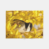 Couverture Polaire Oiseau de poulet en fleurs jaunes Blanche polaire (Devant (Horizontal))