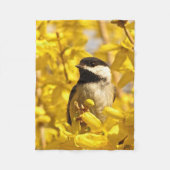 Couverture Polaire Oiseau de poulet en fleurs jaunes Blanche polaire (Devant)