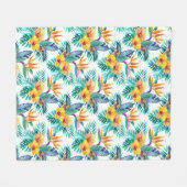 Couverture Polaire Oiseau du paradis et du motif d'orchidée (Devant (Horizontal))