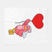 Couverture Polaire Oiseau en mariée avec Voile et Balloon Coeur (Devant (Horizontal))