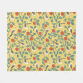 Couverture Polaire Oiseau Fleur de Bigaradier Moqueur Soleil Jaune (Devant (Horizontal))