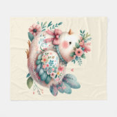 Couverture Polaire Oiseau folklorique floral au charme Pastel Boho (Devant (Horizontal))