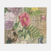 Couverture Polaire Oiseau Nid Floral Jardin Fleur Papillon Art (Devant (Horizontal))