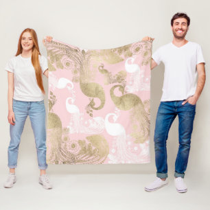 Couverture Polaire Oiseau royal rose