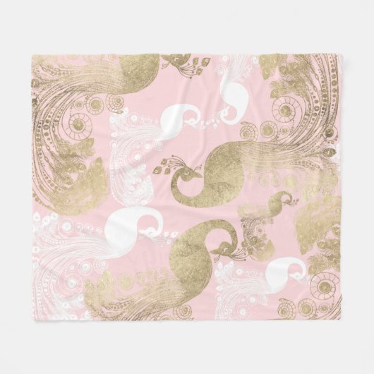 Couverture Polaire Oiseau royal rose (Devant (Horizontal))
